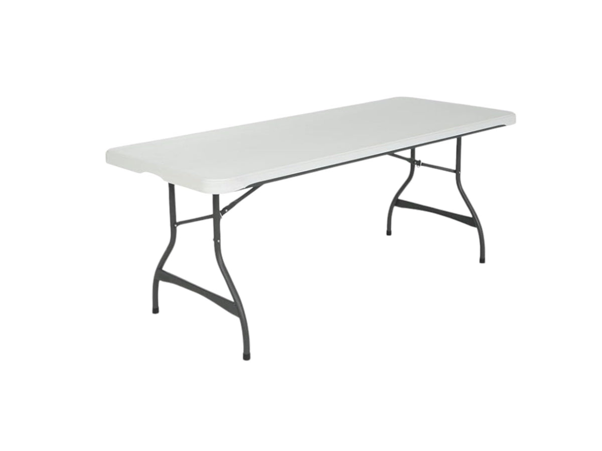 White Granite 6 Foot Stacking Folding Utility Table 4 Pack N494551
