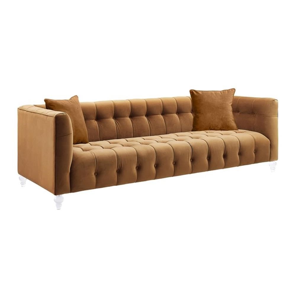 Velvet Upholstered Sofa with Tufted Seat and Back O7263