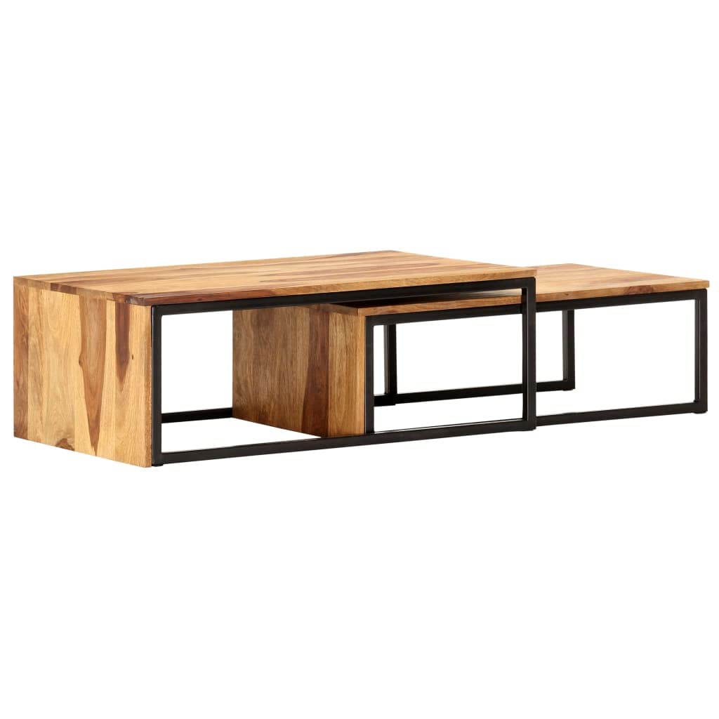 2 pcs Solid Sheesham Wood Nesting Tables Z900635