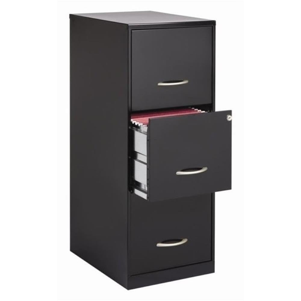 3 Drawer Black Metal Filing Cabinet A7185
