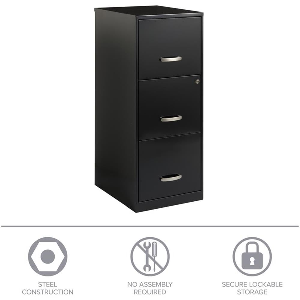 3 Drawer Black Metal Filing Cabinet A7185