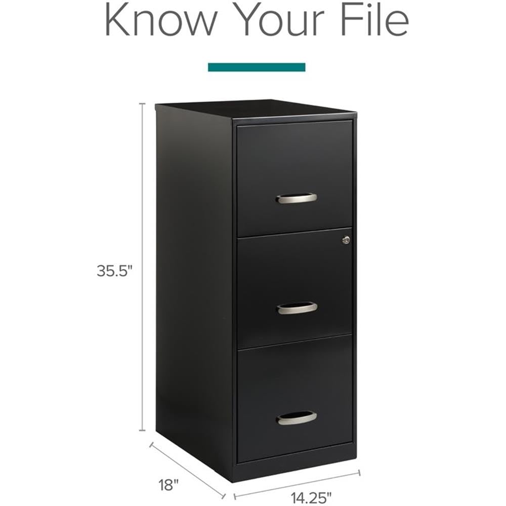 3 Drawer Black Metal Filing Cabinet A7185