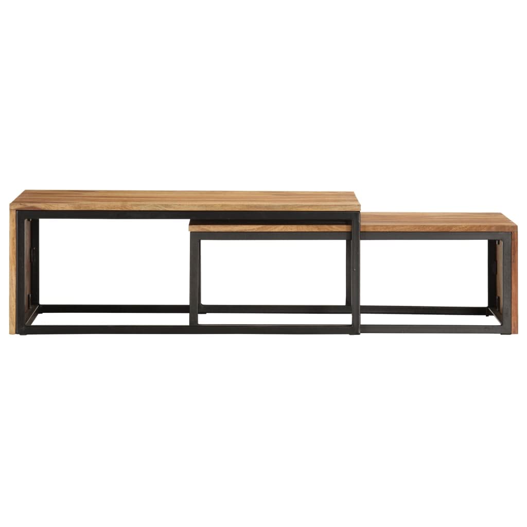 2 pcs Solid Sheesham Wood Nesting Tables Z900635