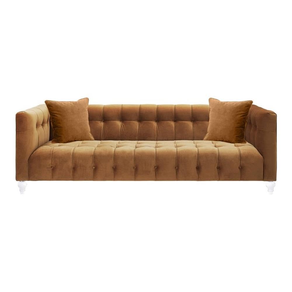 Velvet Upholstered Sofa with Tufted Seat and Back O7263