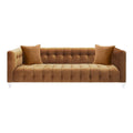 Velvet Upholstered Sofa with Tufted Seat and Back O7263