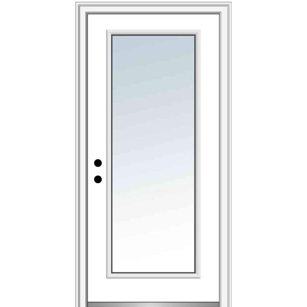Fiberglass Smooth Primed Right Hand In-swing Prehung Front Door Full Lite Clear Low-E Glass 36" x 80" N268