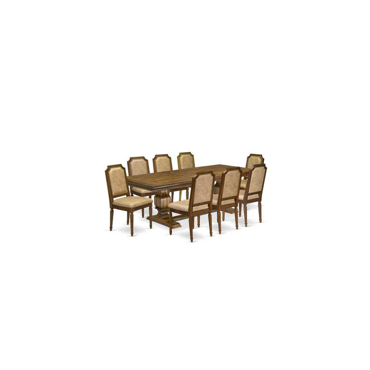 9 Piece Dining Table and 8 Dark Grey PU Leather Chairs D322536