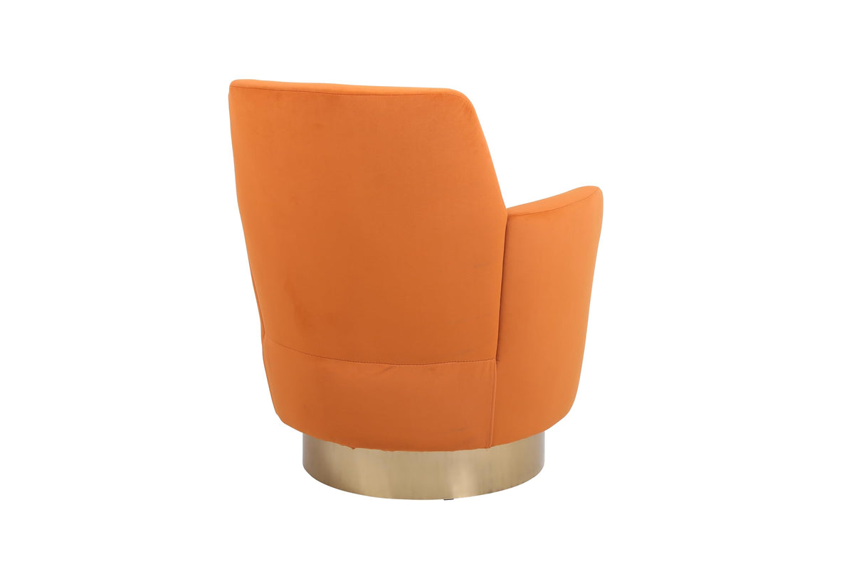 Orange Velvet Swivel Tufted Armchair I526140