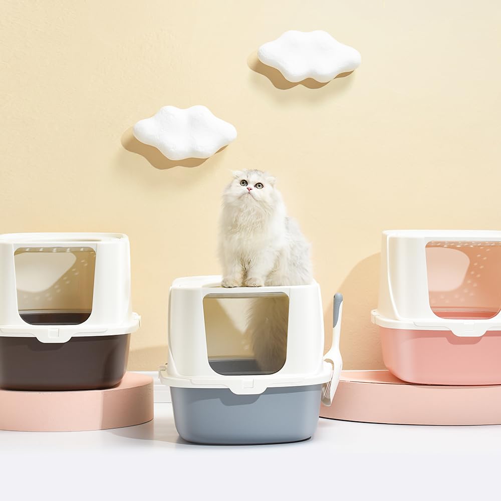 Flip-Top Jumbo Cat Litter Box with Scoop D1608
