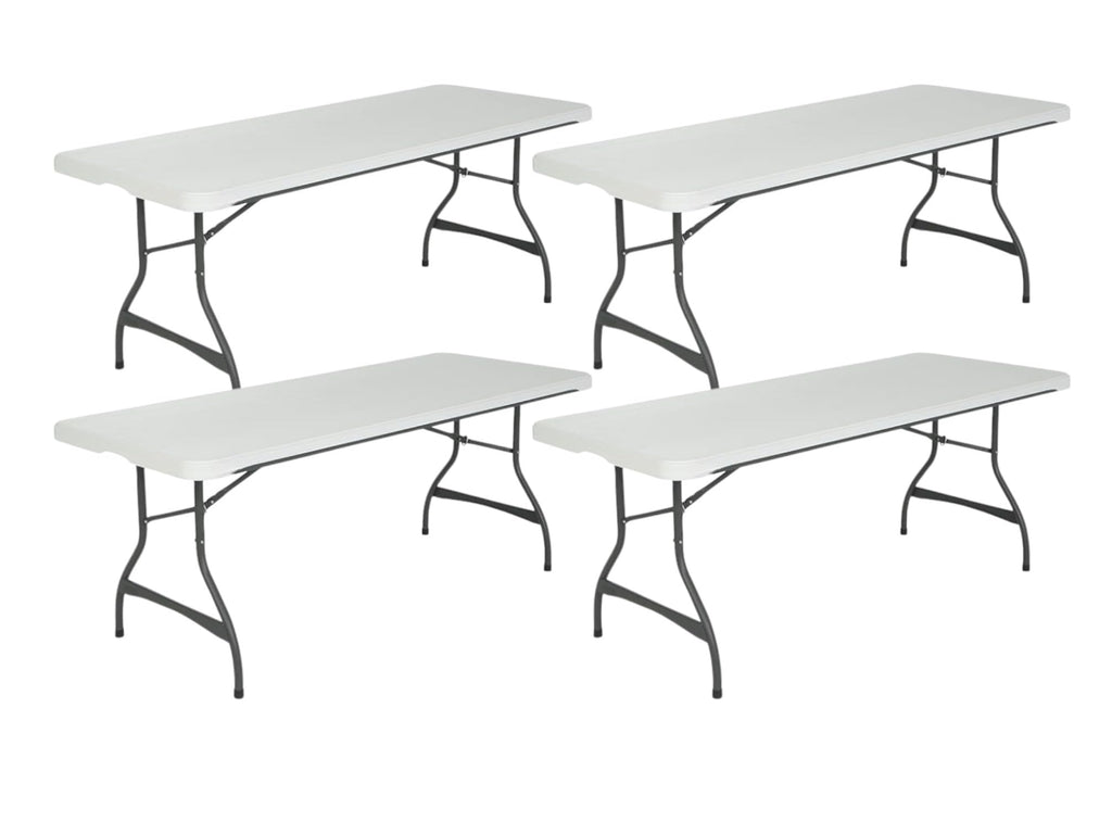 White Granite 6 Foot Stacking Folding Utility Table 4 Pack N494551