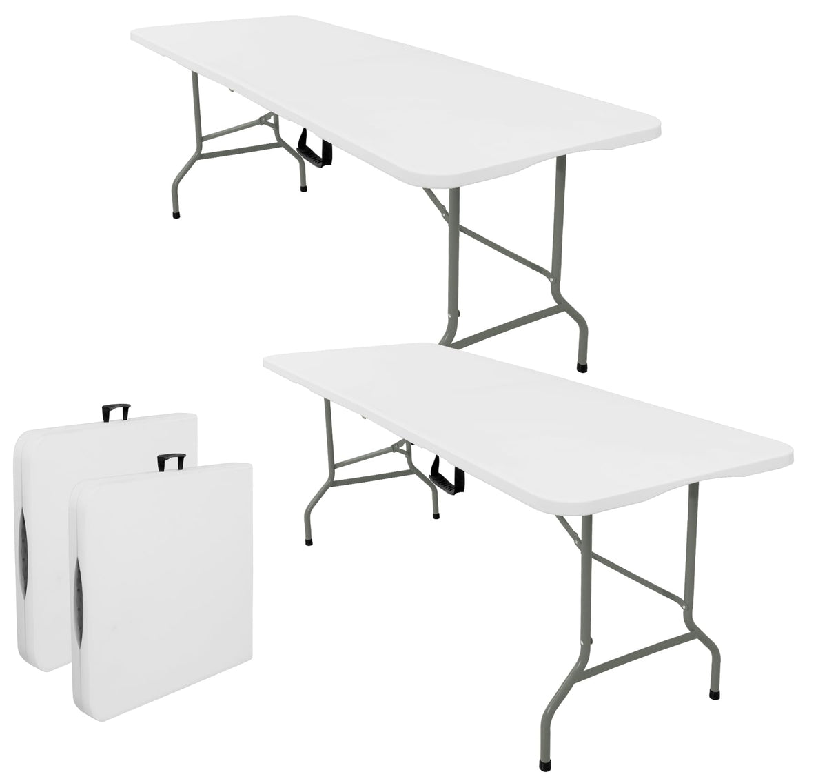 Set of 2 Lightweight 6FT Rectangular Plastic Folding Tables with Steel Legs L108986