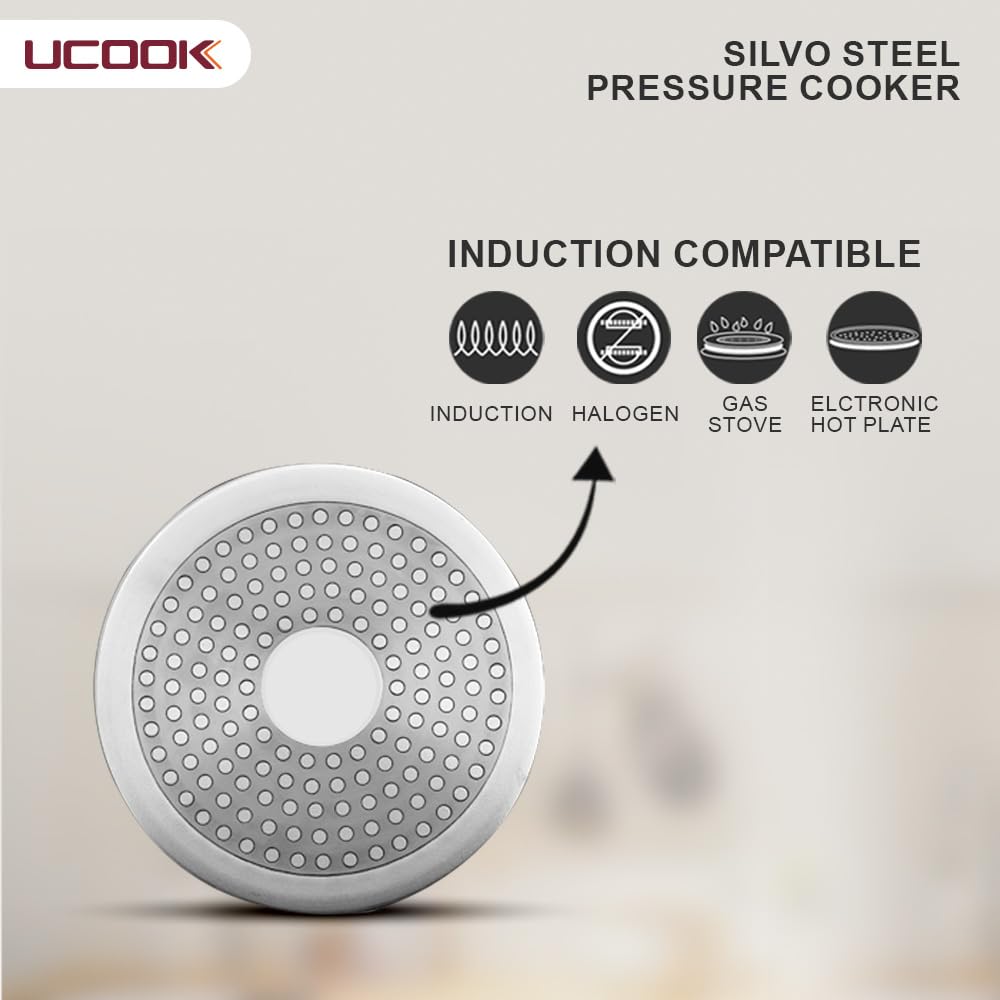 Stainless Steel Induction Pressure Cooker, 3 Litre, Silver Y50221