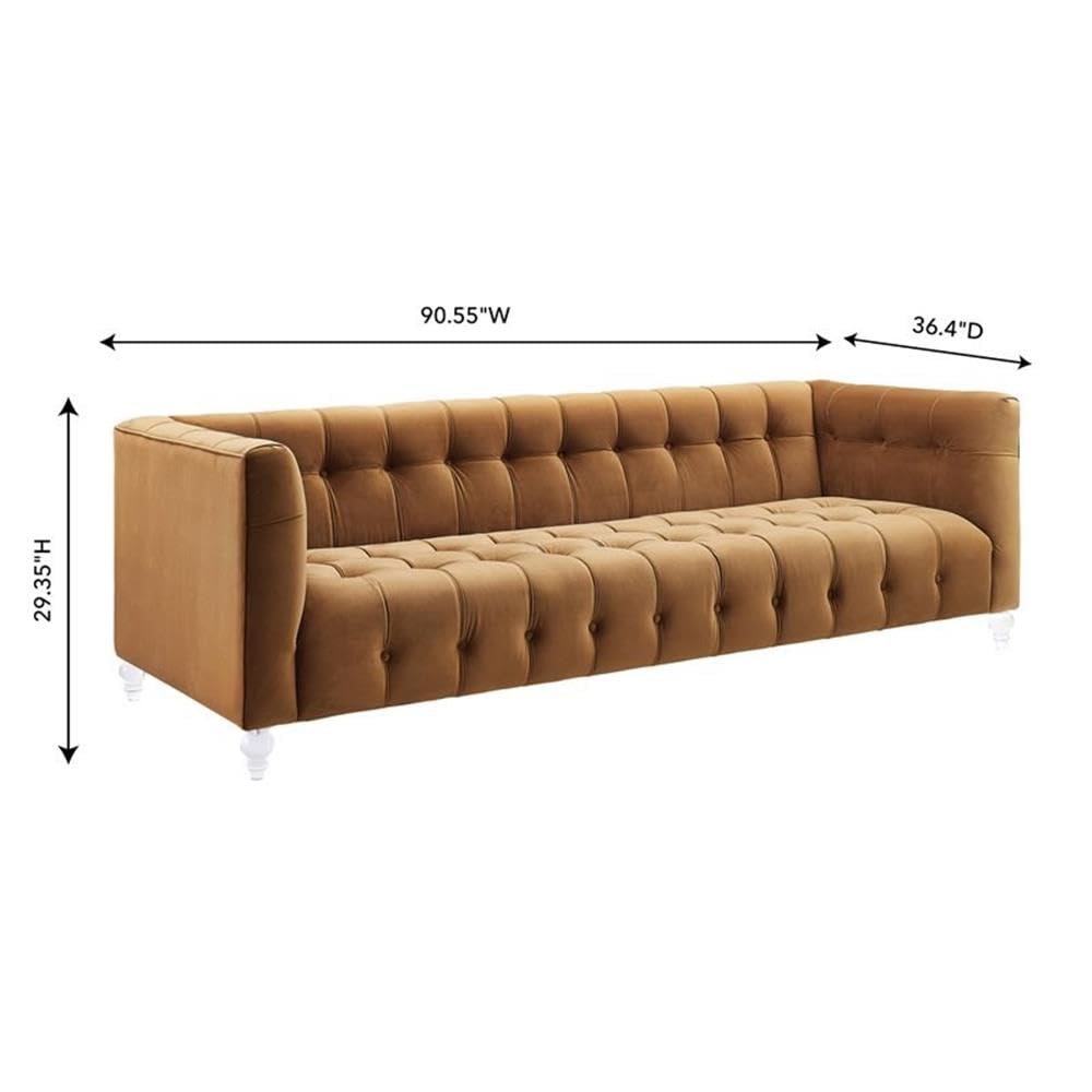 Velvet Upholstered Sofa with Tufted Seat and Back O7263