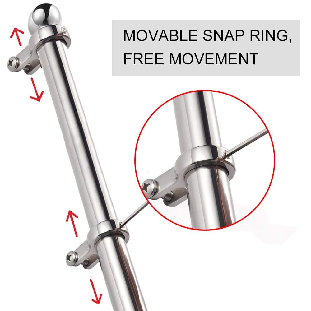 Marine Flag Pole with Base, 316 Stainless Steel Flag Pole Set, 42 in O273