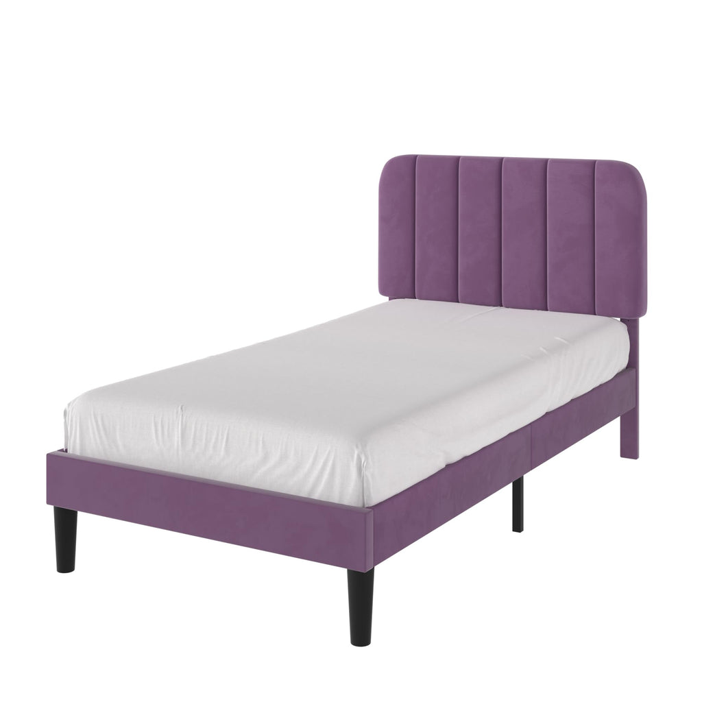 Twin Size Velvet Upholstered Platform Bed Frame V792570