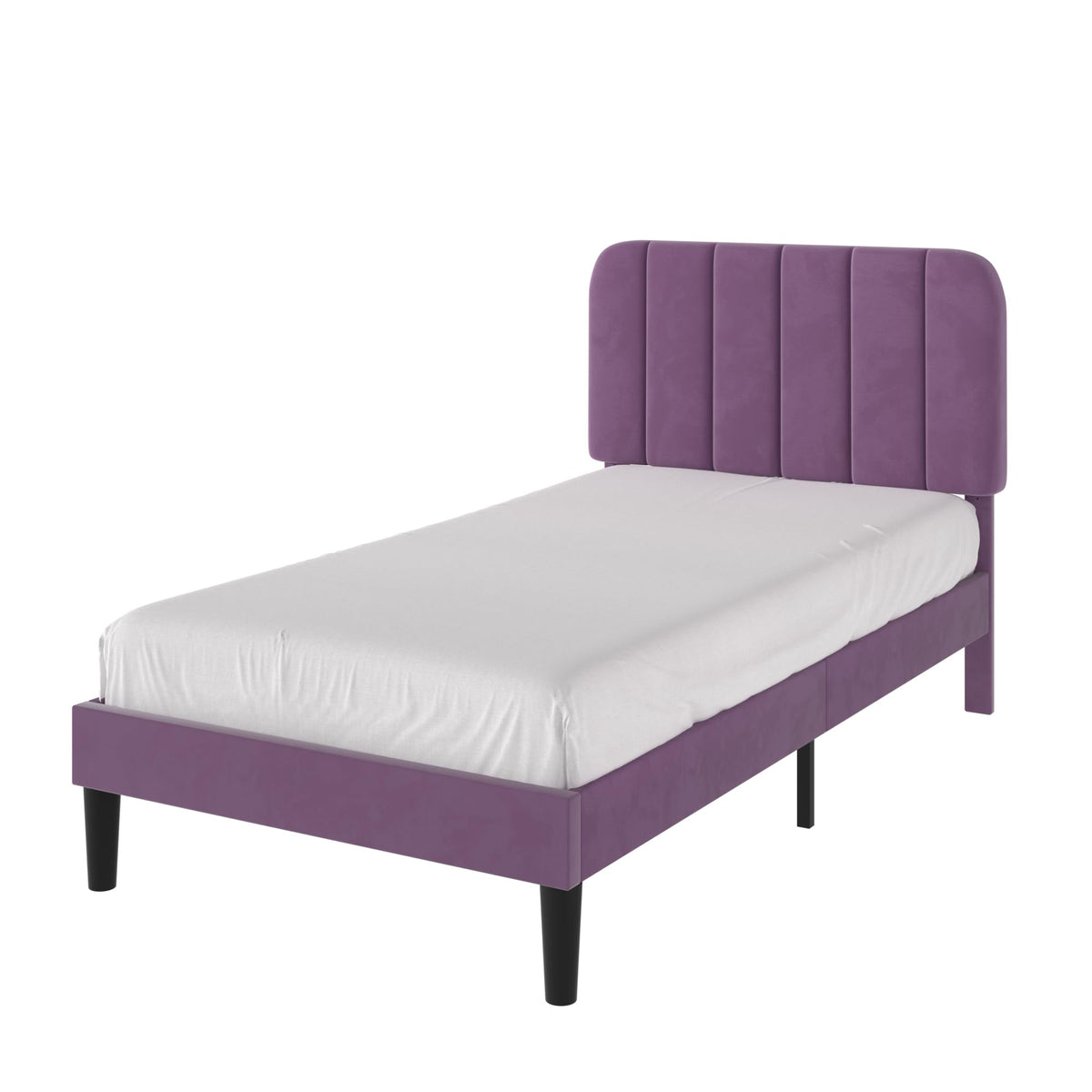 Twin Size Velvet Upholstered Platform Bed Frame V792570