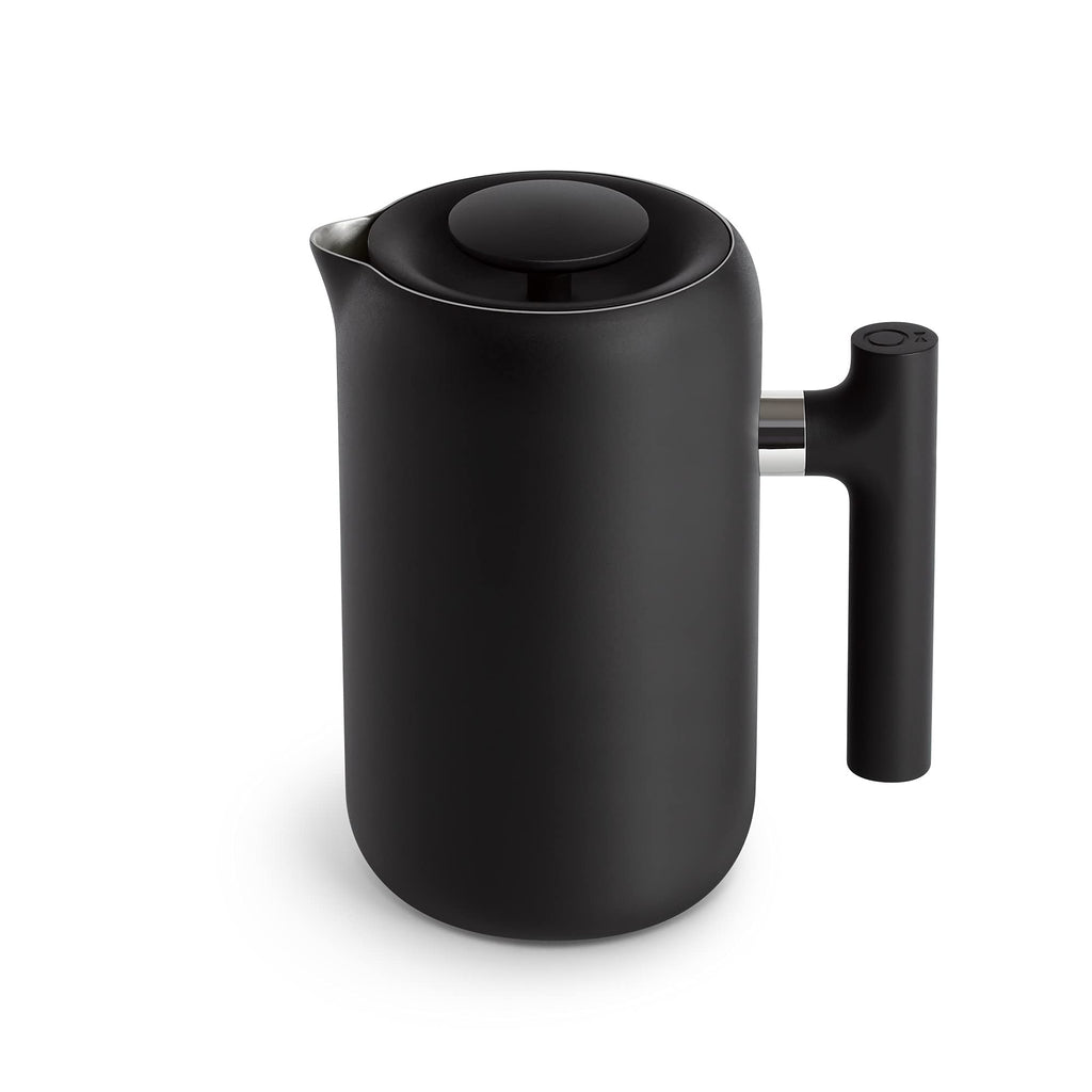 Insulated Coffee Maker with Enhanced Filtration System, Portable French Press Stainless Steel, 24 oz Carafe, Matte Black Q344782