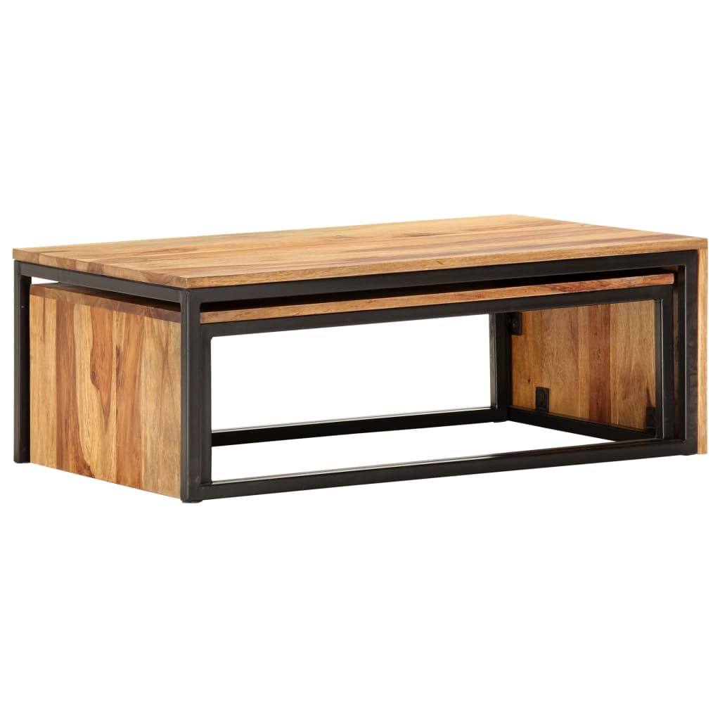 2 pcs Solid Sheesham Wood Nesting Tables Z900635