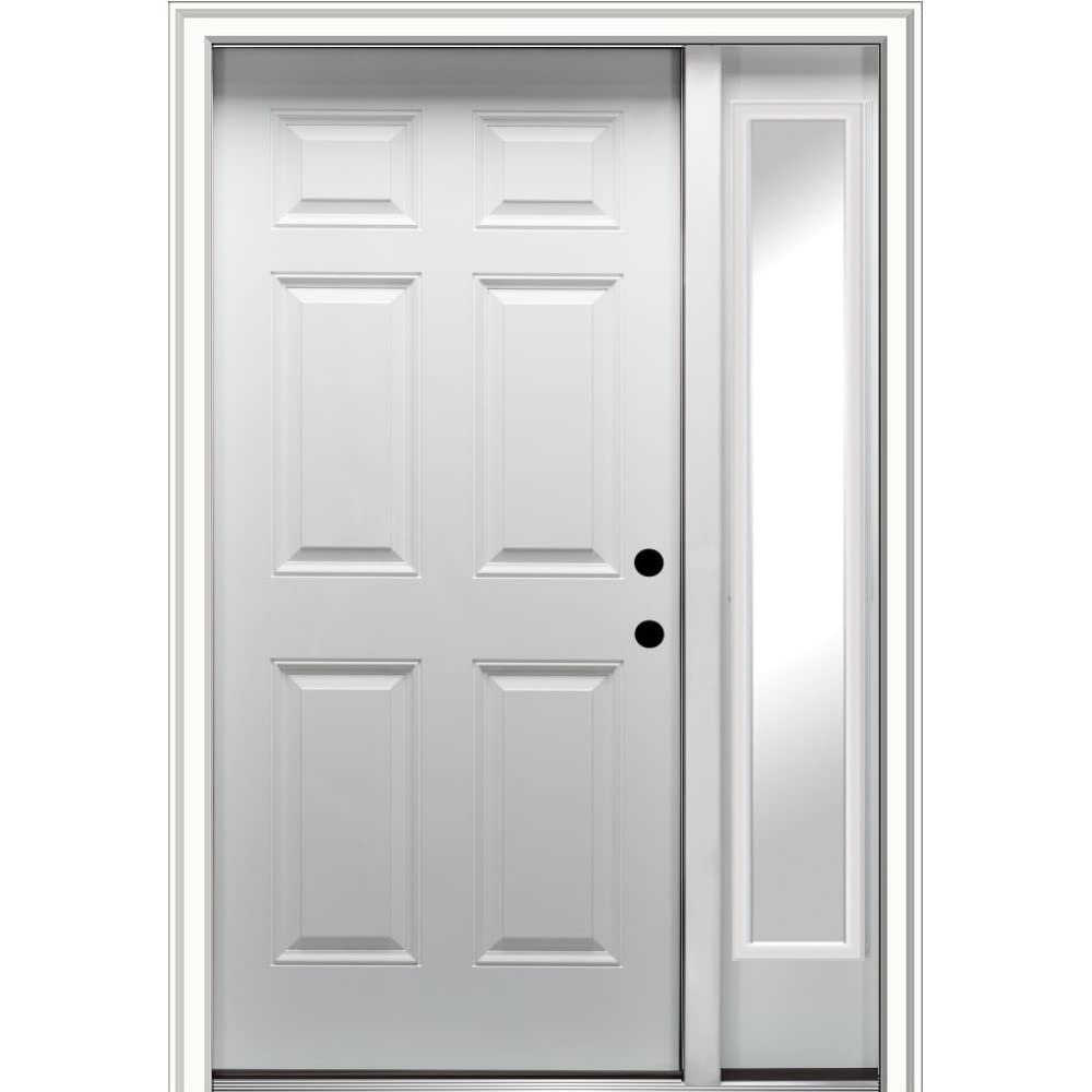Steel Primed Left Hand In-Swing 6-Panel 36"x80" Exterior Prehung Door with 14" Sidelite B805