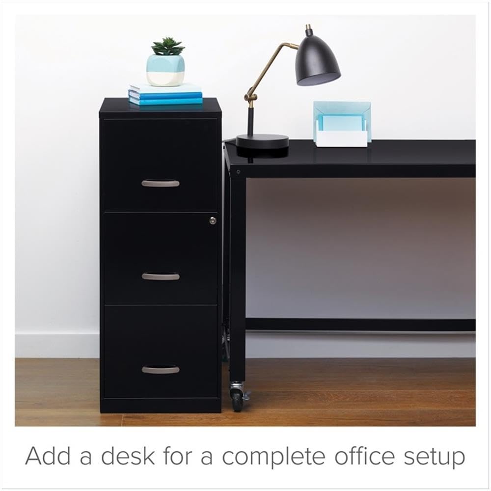 3 Drawer Black Metal Filing Cabinet A7185