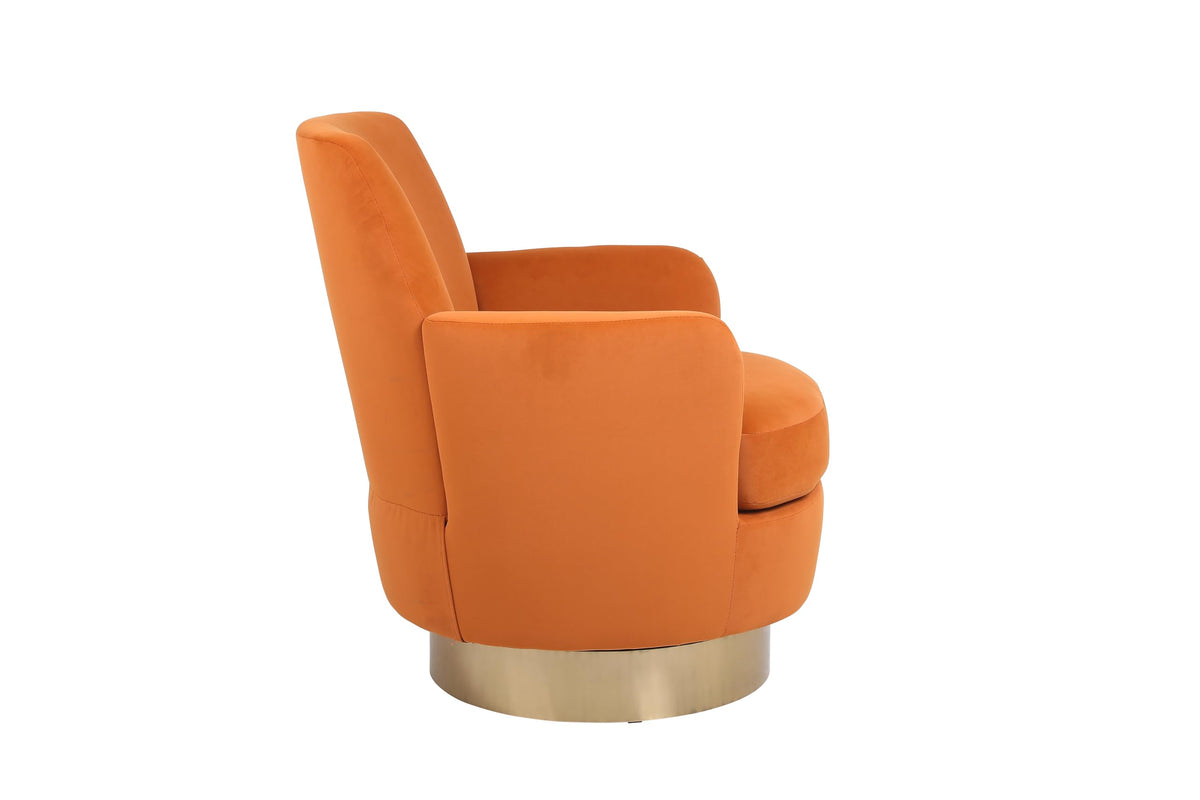 Orange Velvet Swivel Tufted Armchair I526140