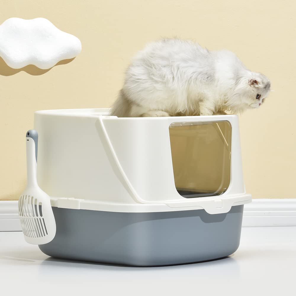 Flip-Top Jumbo Cat Litter Box with Scoop D1608