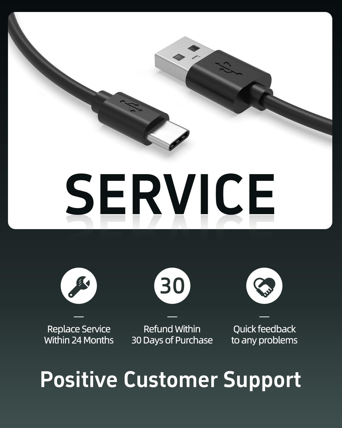 Black 5FT USB-C Replacement Charger Cable P6977