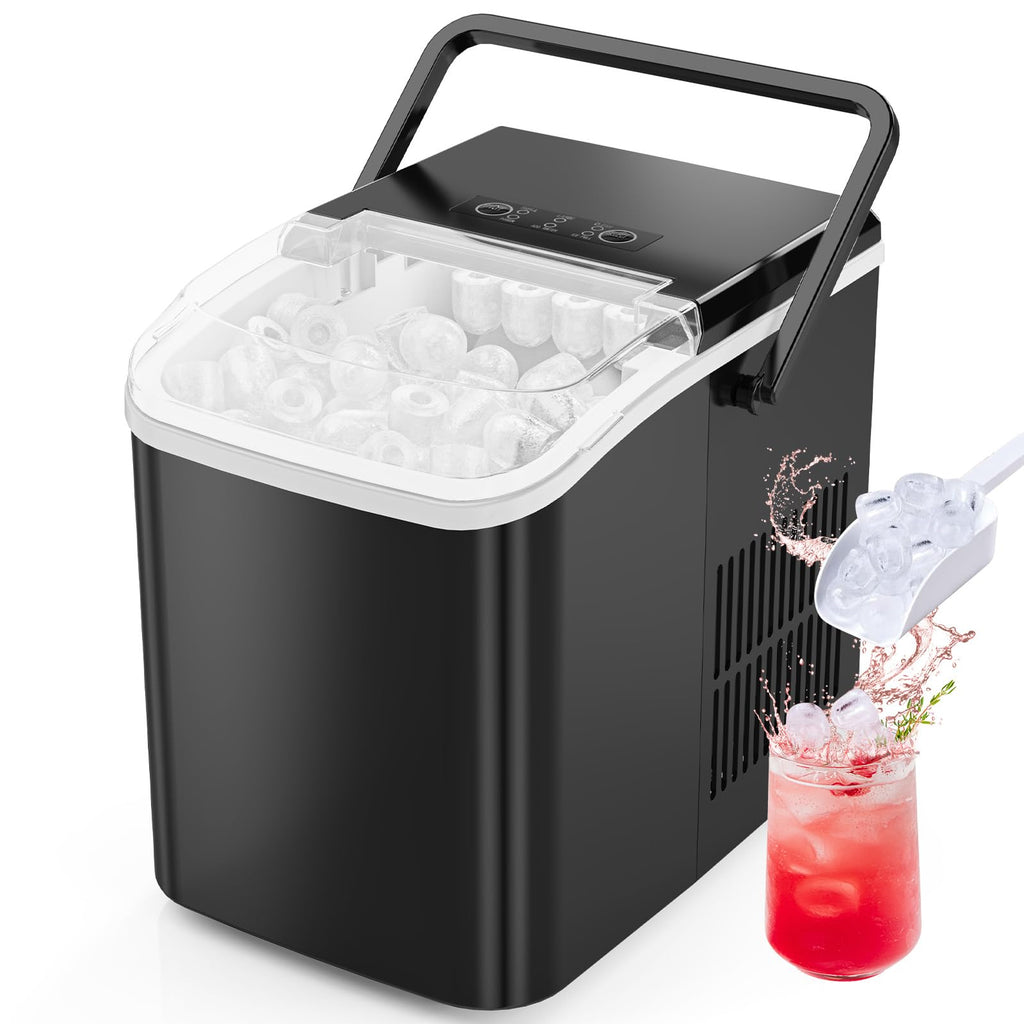 Portable Countertop Ice Maker with Scoop and Basket, 26.5lbs, Coal Black D81344