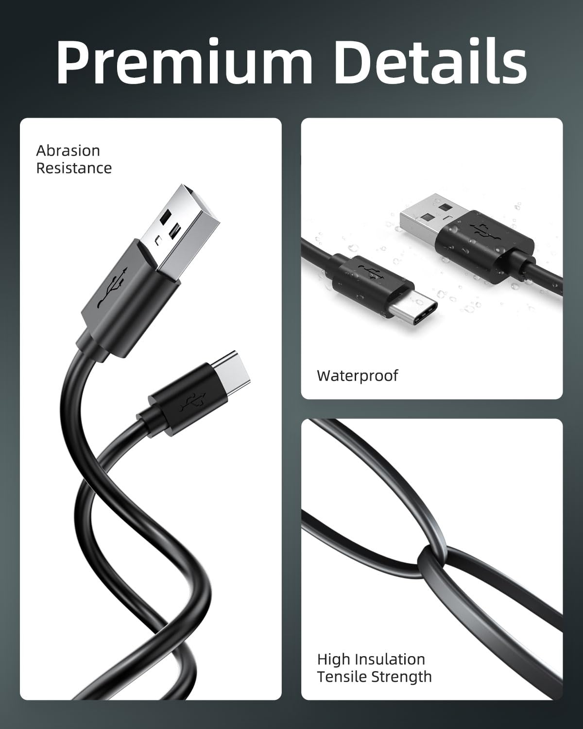 Black 5FT USB-C Replacement Charger Cable P6977