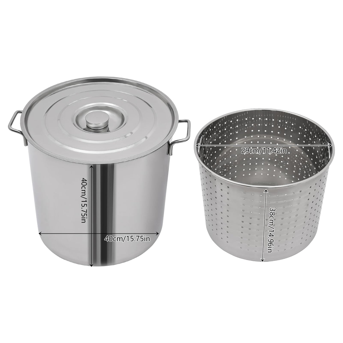 Stainless Steel 40L Stockpot with Basket Lid S2352