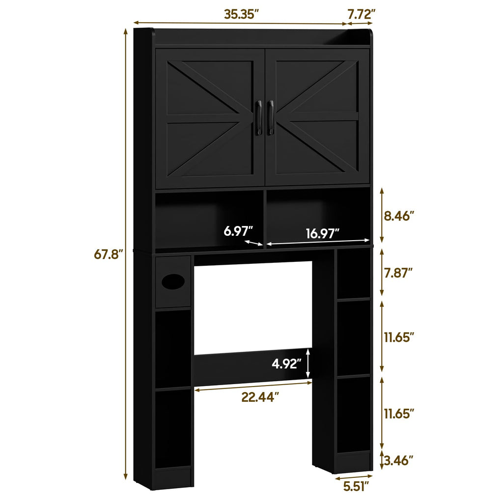 Over The Toilet Storage Cabinet with Barn Doors N204