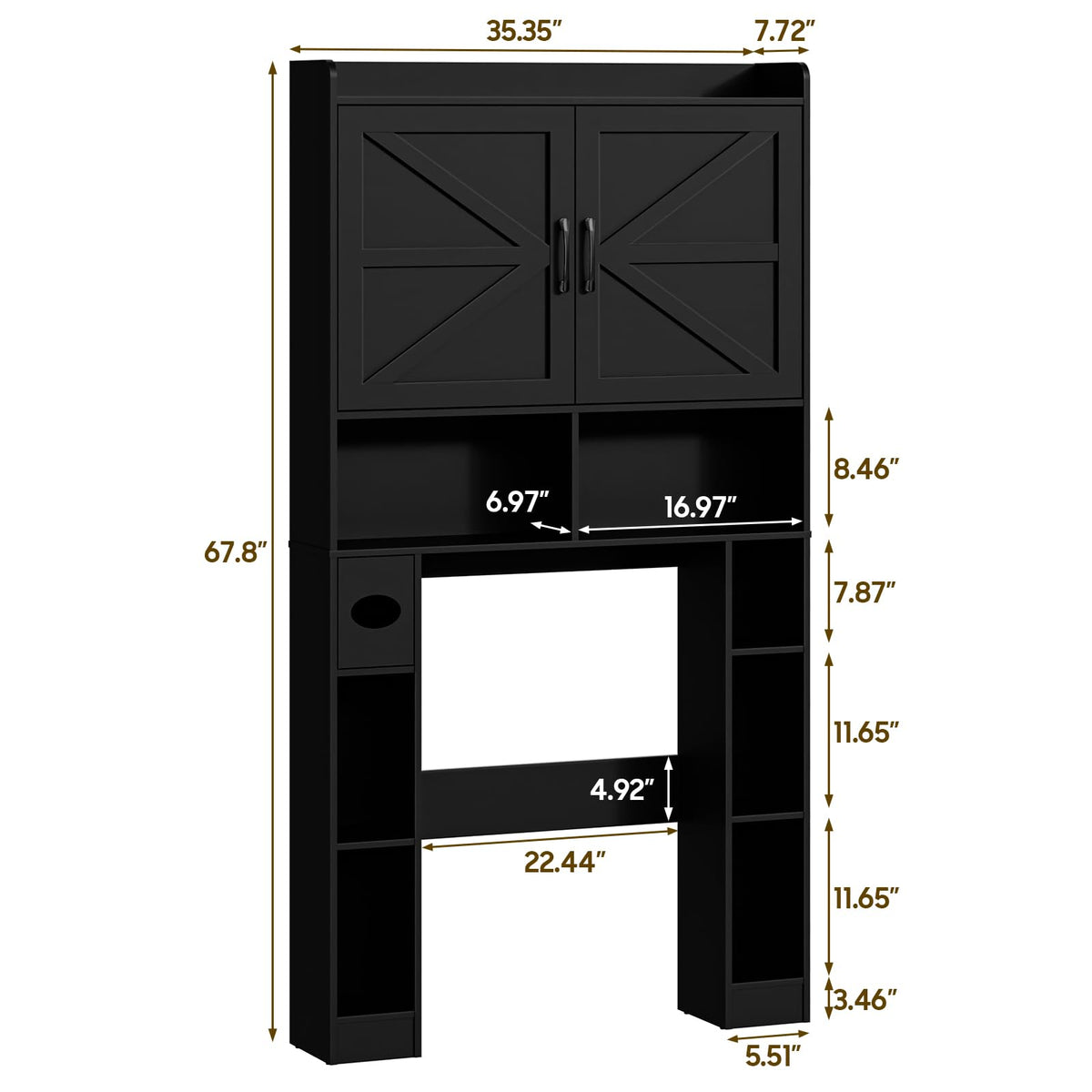 Over The Toilet Storage Cabinet with Barn Doors N204
