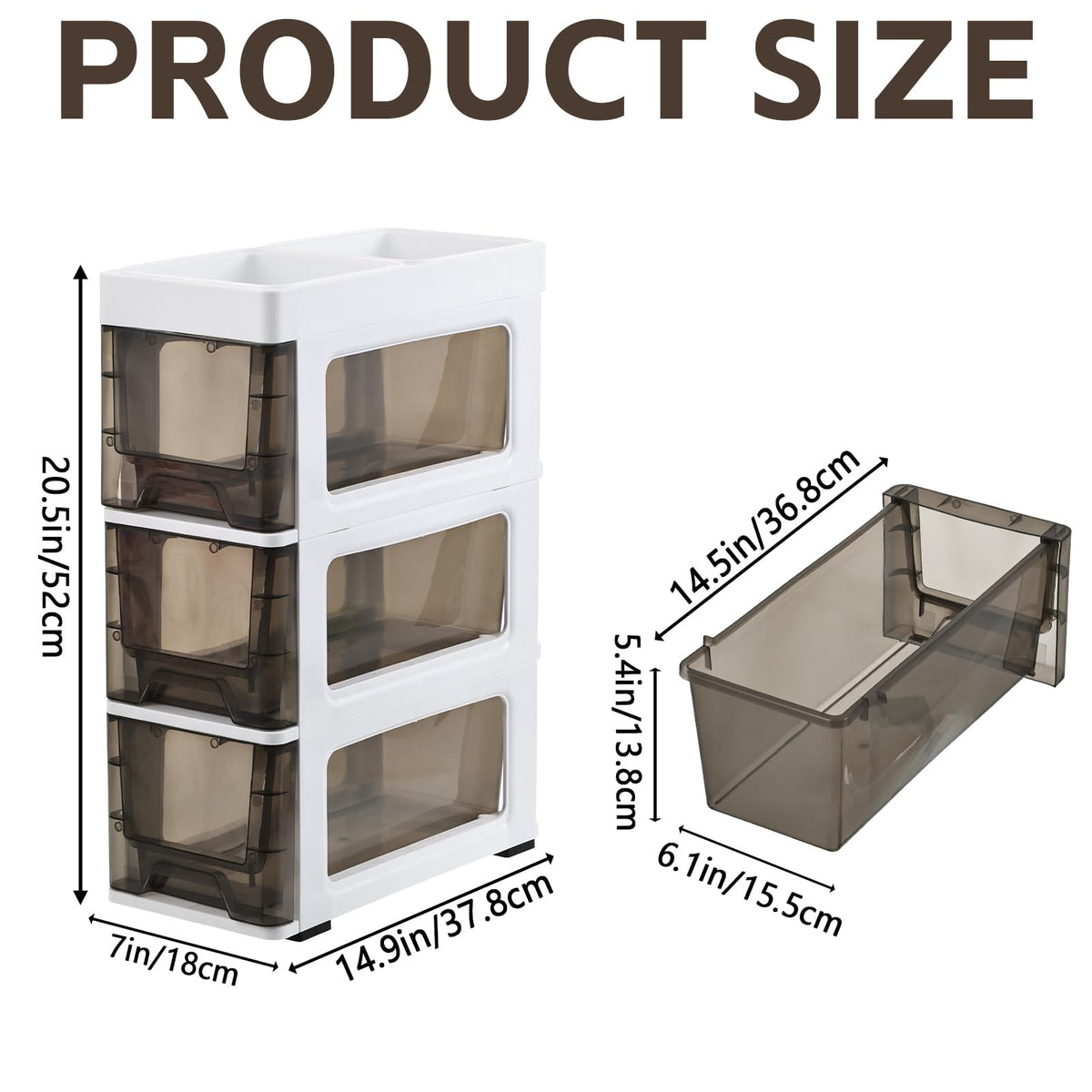 3 Drawer Narrow Plastic Storage Cart with Wheels Q10610