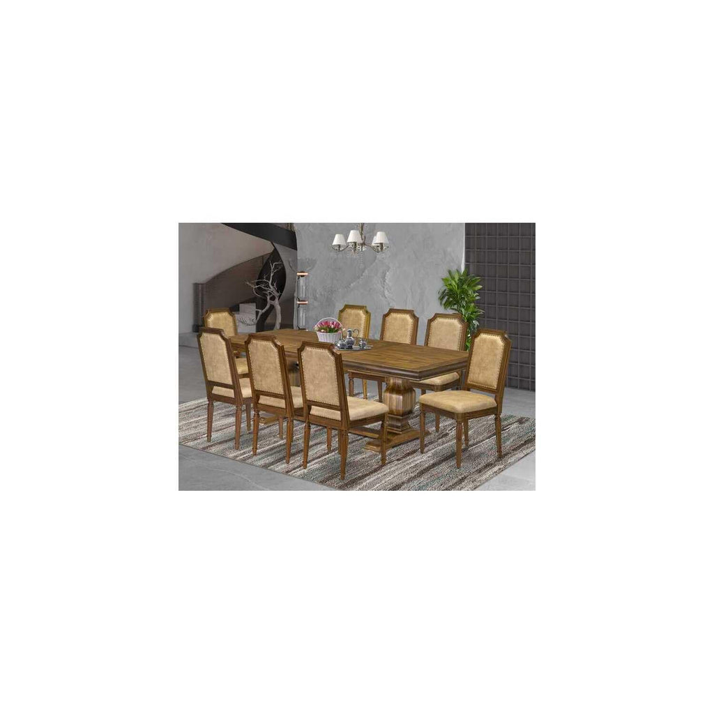 9 Piece Dining Table and 8 Dark Grey PU Leather Chairs D322536