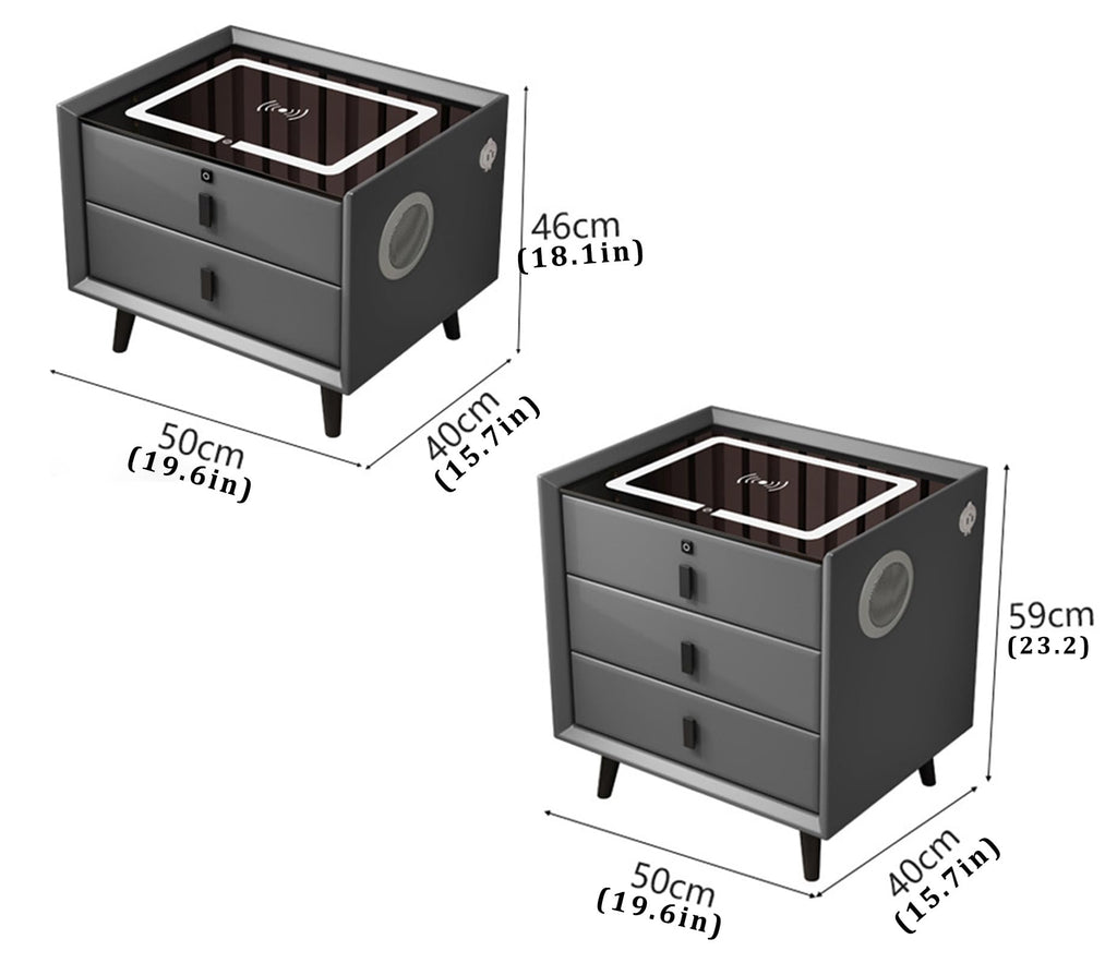 Gray 3 Drawer Solid Wood Nightstand with Speaker and USB Port A5835