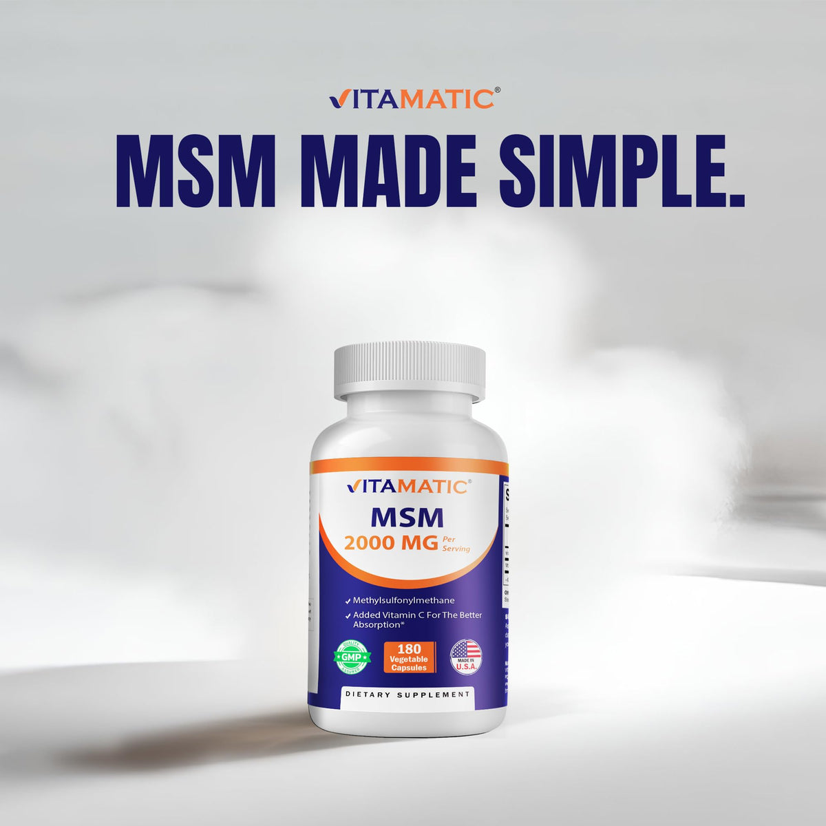MSM 2000 mg with Vitamin C 180 Veg Capsules 2 Pack C7111