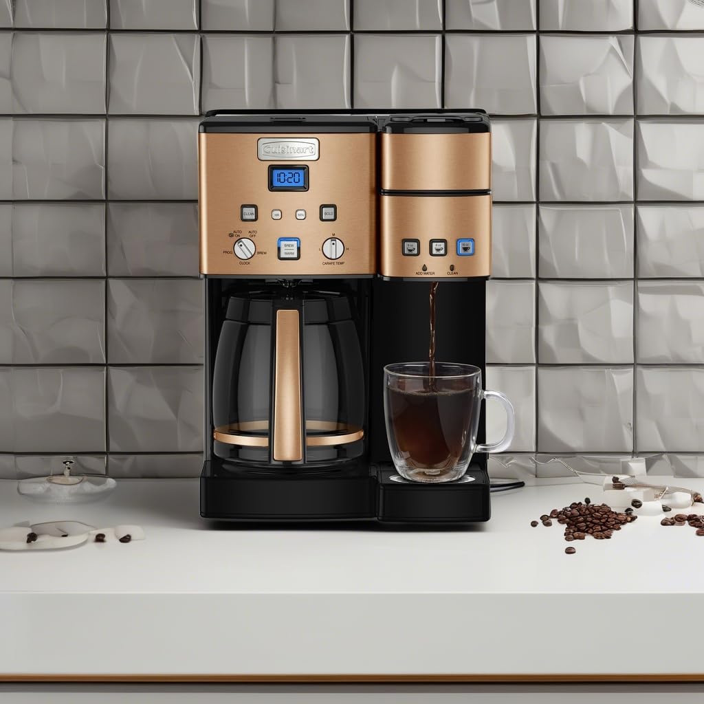Single Serve + 12 Cup Stainless Steel Coffee Maker O8823