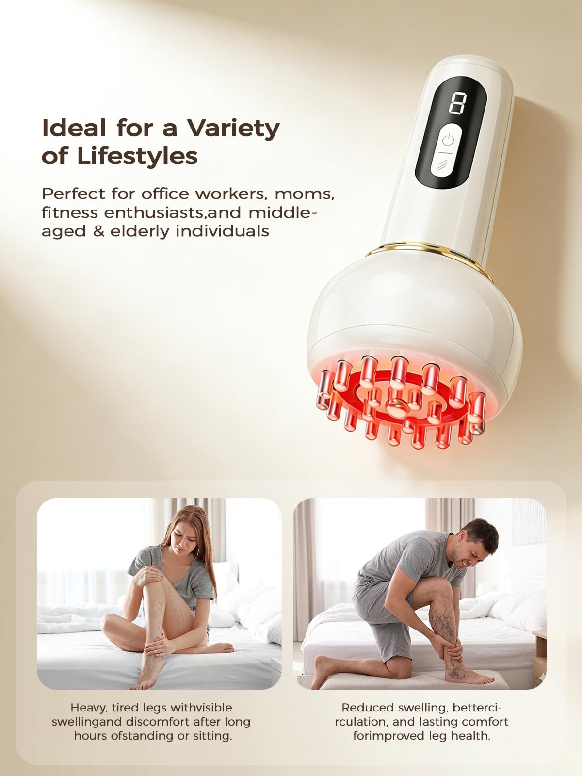 Leg Massager with Heat, Light, SoothingPulse & Vibration K415