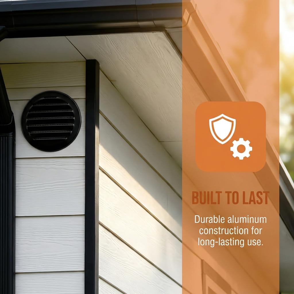 Black 2 Inches Round Aluminum Louver with Insect Screen Y9717