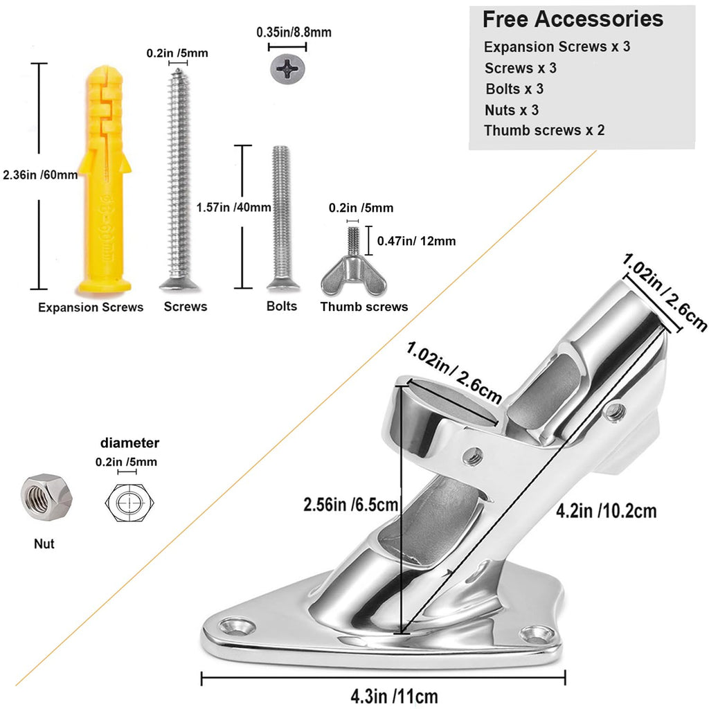 Flag Pole Bracket, 316 Marine Grade Stainless Steel H820432