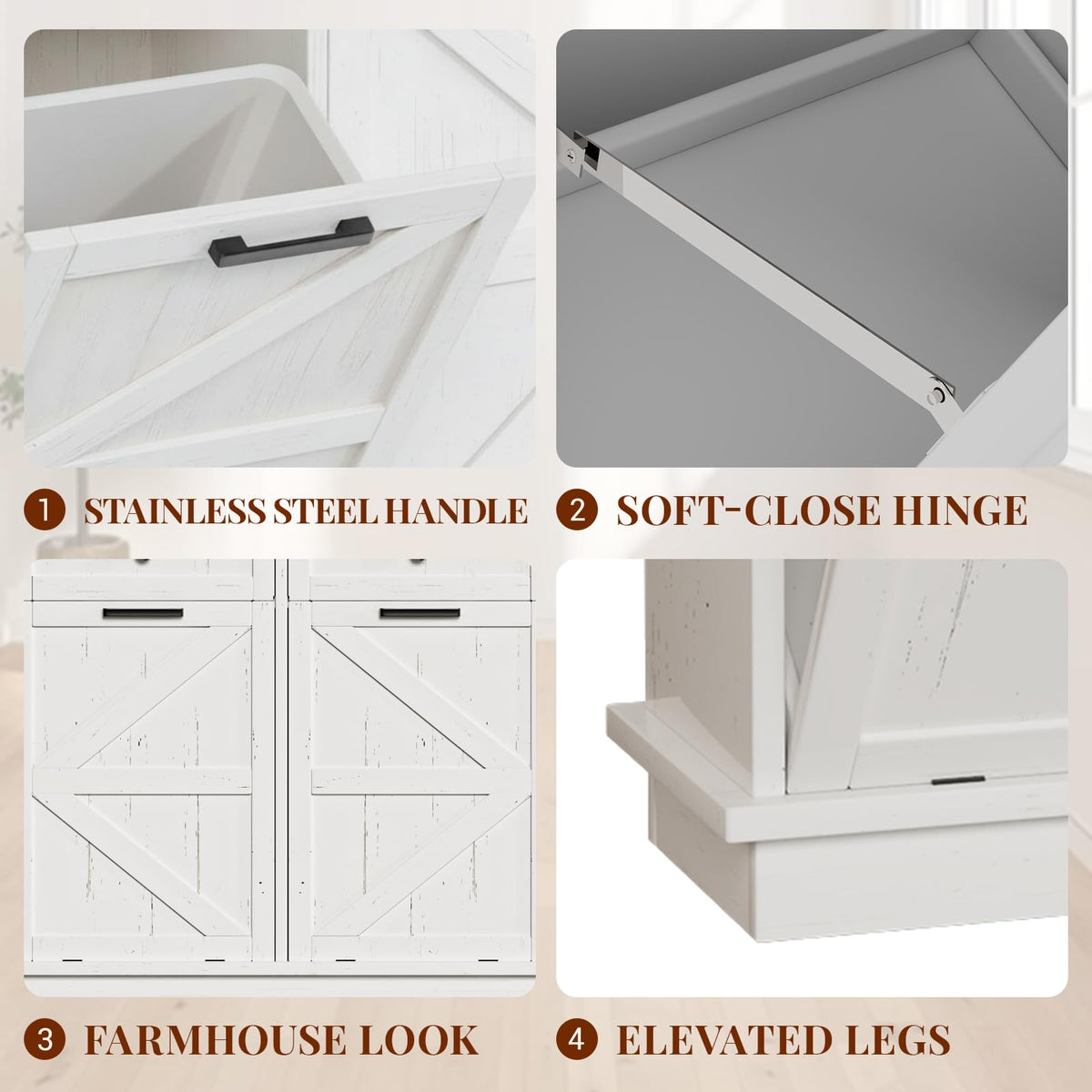 White 20 Gallon Tilt Out Trash Can Cabinet J548984