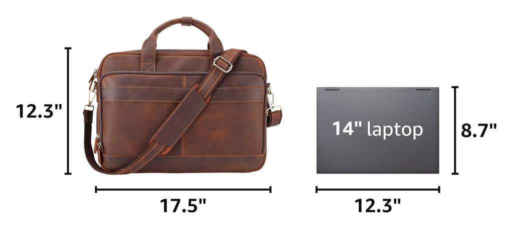 Full Grain Leather Briefcase Fits 15.6 Inch Laptop G41404
