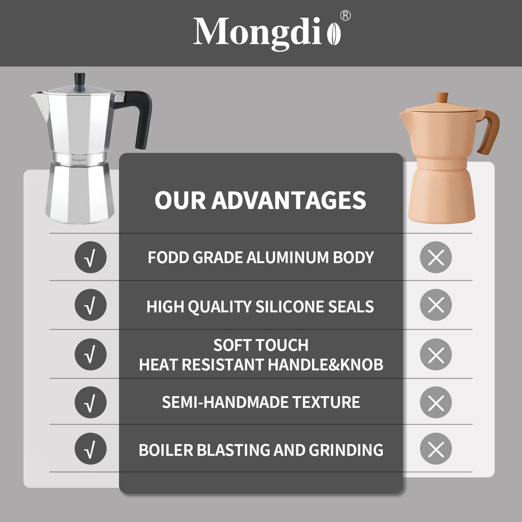 Stovetop Espresso Maker Moka Pot 10 oz Silver L250