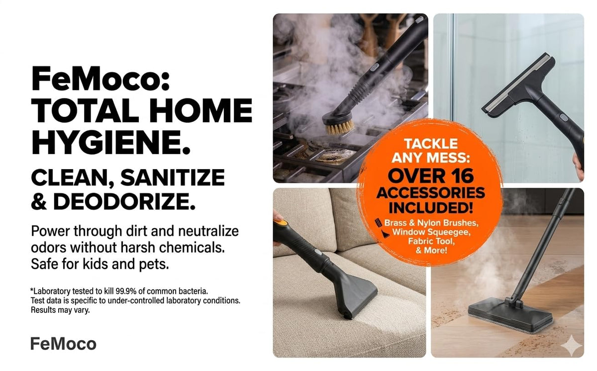 2-in-1 Steam Cleaner & Steam Mop with 1.6L Tank, 15s Heat Up, 16-Piece Kit Q250250