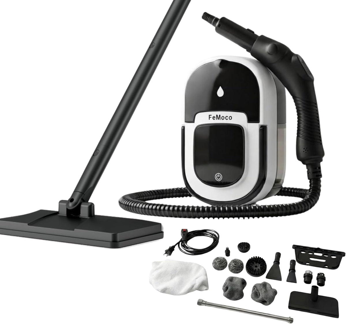 2-in-1 Steam Cleaner & Steam Mop with 1.6L Tank, 15s Heat Up, 16-Piece Kit Q250250