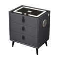 Gray 3 Drawer Solid Wood Nightstand with Speaker and USB Port A5835
