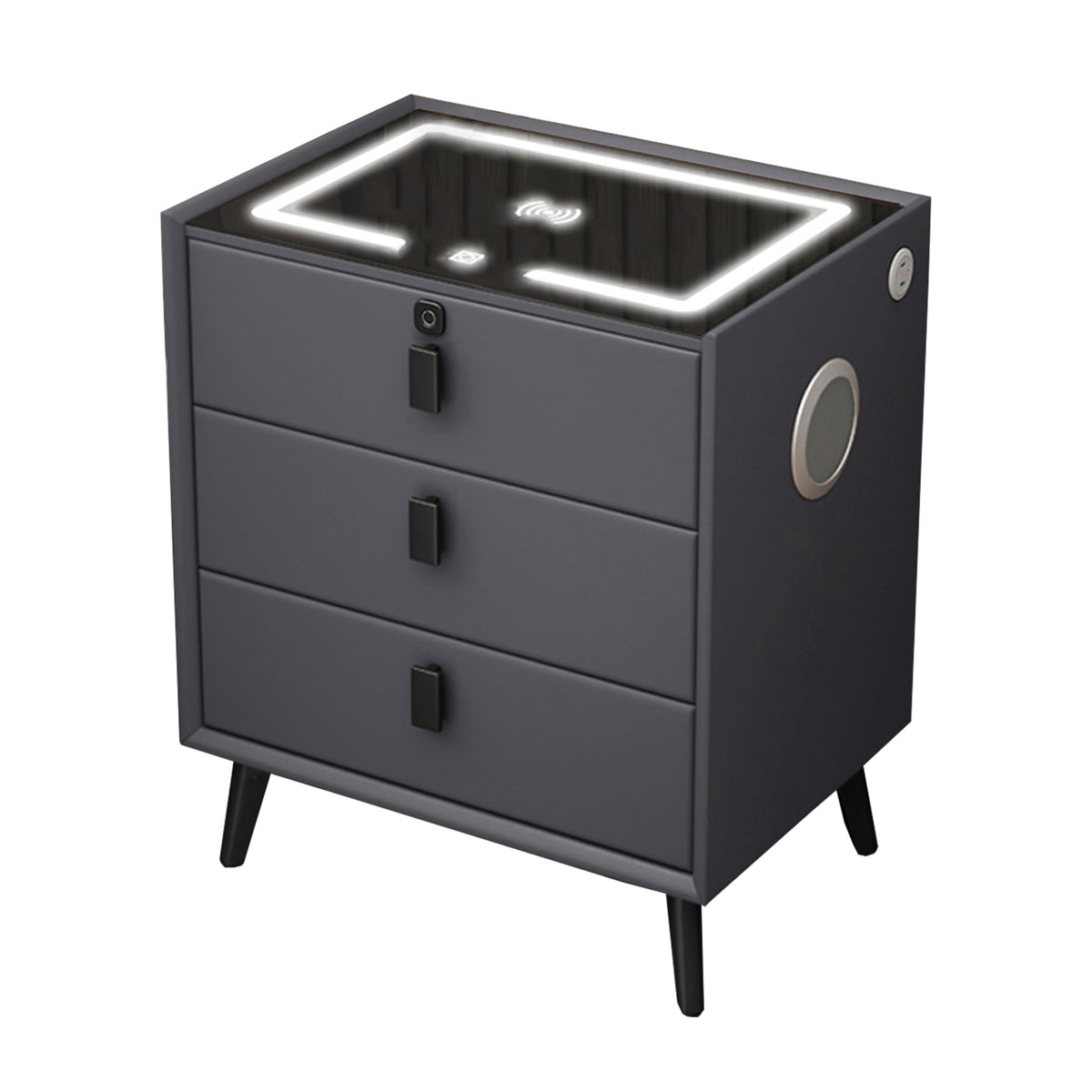 Gray 3 Drawer Solid Wood Nightstand with Speaker and USB Port A5835