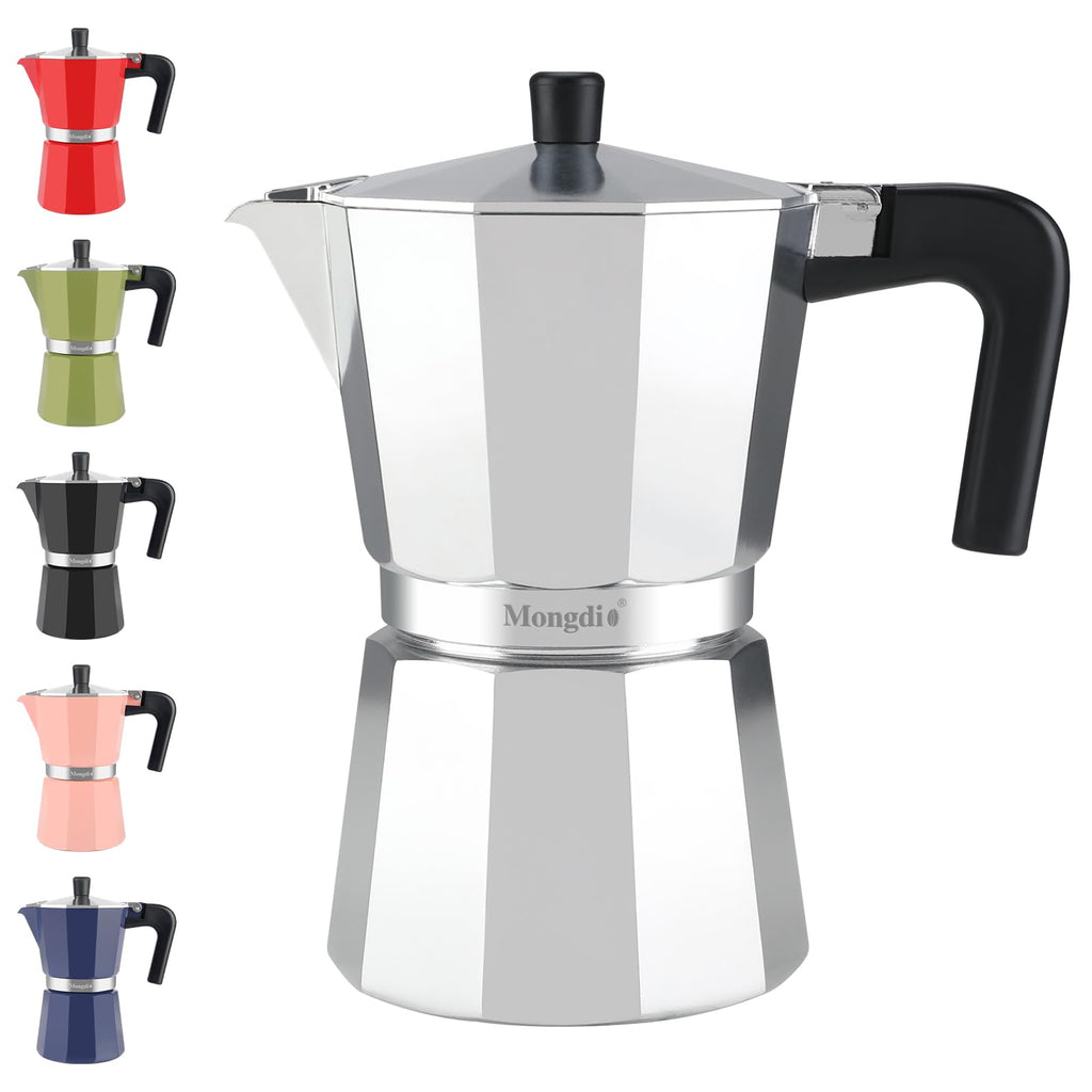 Stovetop Espresso Maker Moka Pot 10 oz Silver L250
