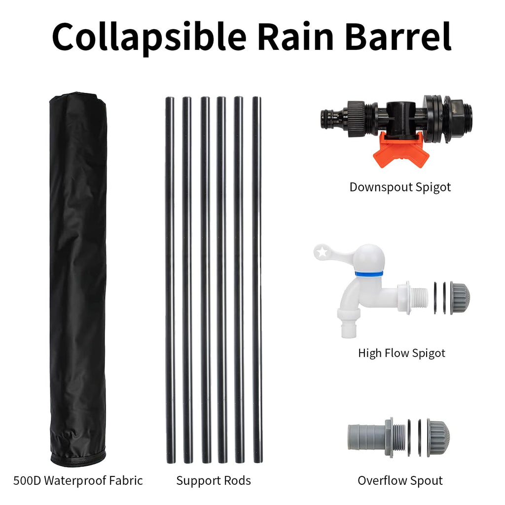 Collapsible 50 Gallon Rain Barrel with Spigot P94432