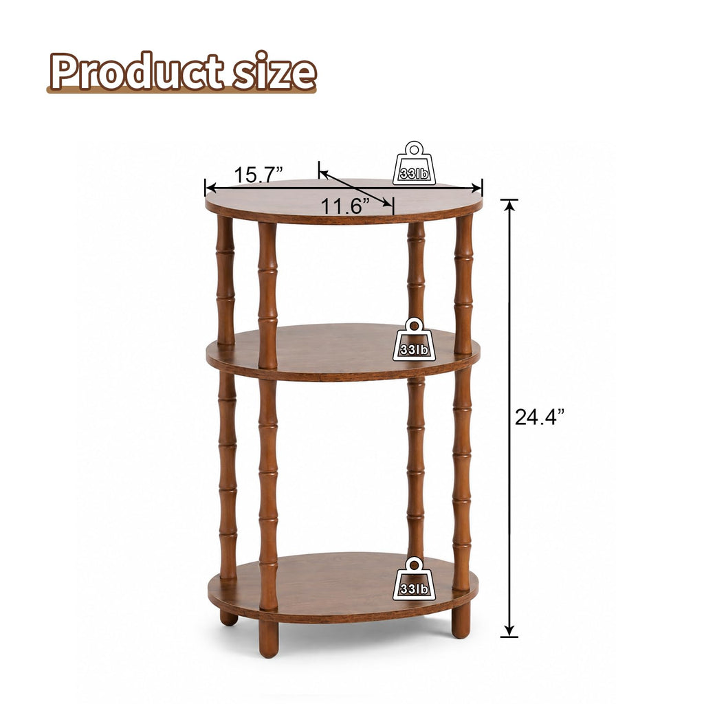 Brown 3-Tier Oval Side Table J586